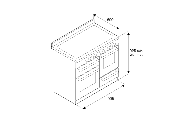 100 cm 5 inductie elektrische  triple-oven top line | Bertazzoni